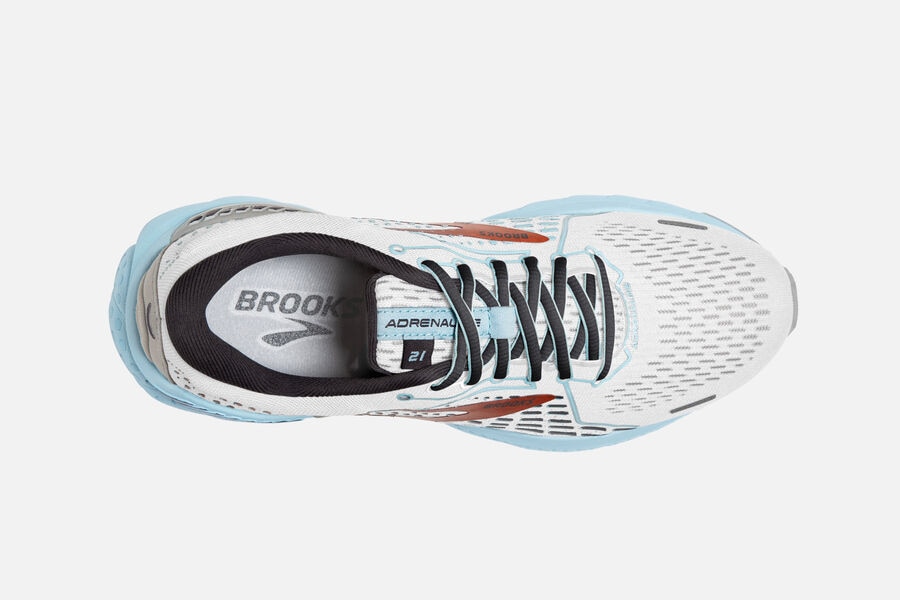 Brooks Israel Adrenaline GTS 21 Road Running Shoes Womens - White/Gold/Blue - FXY-350429